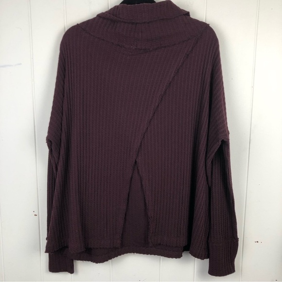 Free People Womens Juicy Waffle Knit Top Surplice Back Cowl Neck Small - Picture 3 of 10